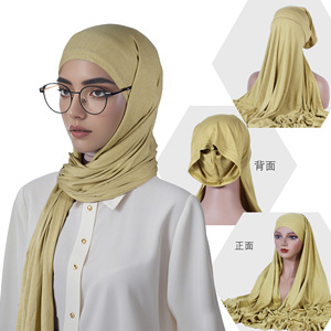Ensemble deux pièces combinaison modal hijab sous bonnet uni musulman ethnique arabe coton longue écharpe hijab avec sous bonnets - Product Image 1