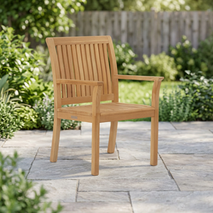 Fauteuil de salle à manger d'extérieur moderne et minimaliste en teck massif – Pied Saber, imperméable, écologique, durable et confortable - Product Image 2