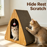 Tente triangulaire pour chat, abri semi-fermé, cachette confortable, lit pour chat d'intérieur, meuble pour chat