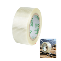 Ruban adhésif en fibre de verre à filament croisé enduit d'un seul côté, pour fixations industrielles, tapis et revêtements de sol en PVC