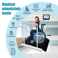 Pèse-personne médical pour fauteuil roulant avec écran LCD, mesure automatique de l'IMC, mains courantes antidérapantes et amortissantes, et connexion HIS