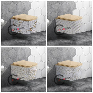 Inodoro suspendido de diseño conciso con descarga por gravedad, sin borde, cuadrado, sanitario - Product Image 1