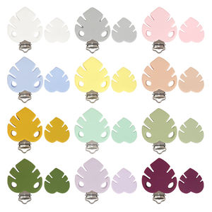 Collar de silicona para bebé con diseño de hoja, cadena para chupete de recién nacido, cuentas DIY, grado alimenticio, no tóxico, 10 colores - Product Image 3