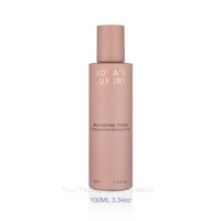 Bouteille d'essence de toner en verre rose mat givré Emballage de soins de la peau de luxe Bouteille d'huile pour le visage Bouteilles cosmétiques de 100ml avec bouchon rose