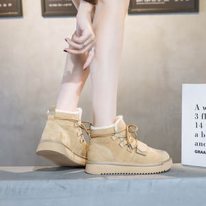 Bottes de neige montantes pour femmes en cuir véritable et laine avec isolation épaisse pour une chaleur mignonne et attachante - Product Image 5