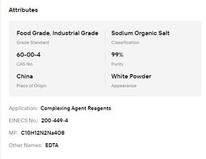 Poudre d'EDTA 4Na à 99% de pureté, acide tétradiacétique d'éthylendiamine, matière première pour agent chélatant de détergent - Product Image 6