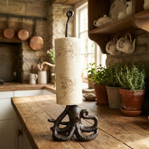 Wei Xun Cast Iron Octopus <b>Paper</b> Towel Holder Retro Kitchen Decor Home Use Wall Mounted Animal Shape - Product Image 3