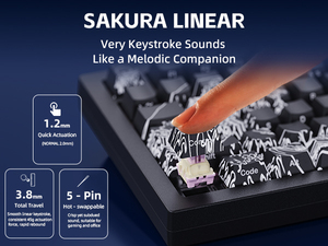Clavier mécanique sans fil Zornher ZH870 noir Ukiyo-e avec rétroéclairage RGB artistique pour jeux, 87 touches pour ordinateur portable - Product Image 5