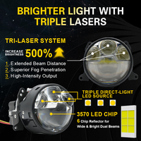Projecteurs LED pour voiture G-VIEW 3.0, installation sans perte, lentille de projecteur LED 12V, 3 pouces, triple laser droit, phares LED