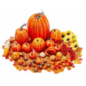 143 pièces de décorations artificielles d'automne en mousse creuse à sculpter, comprenant des citrouilles et des feuilles d'érable, pour la table de cuisine, l'intérieur et l'extérieur, pour le festival de la récolte - Product Image 4