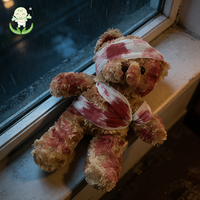 Peluche Ours Blessé Noir avec Bandage Doux et Moelleux