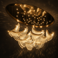Lustre en verre en forme de plume, art moderne de luxe, taille personnalisée, lampe suspendue pour plafond haut, hall d'hôtel