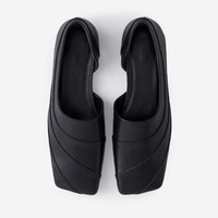 Chaussures d'été coréennes à bout carré, respirantes, légères, à enfiler, en cuir véritable avec nœud décoratif