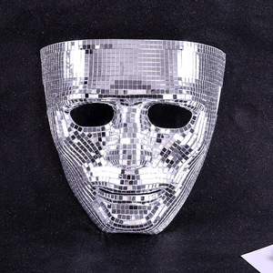 Masque miroir en plastique pour les fêtes, Halloween, carnaval, effet lumineux, masque tendance avec design mosaïque - Product Image 1