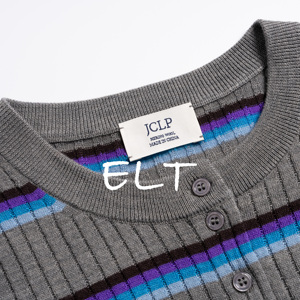 <strong>Women</strong> Autumn Elegant Ribbed Crew Neck Color Stripe Wool Long Sleeve Button Front Cropped Knit <strong>Cardigan</strong> <strong>for</strong> Daily Office Wear - Product Image 4