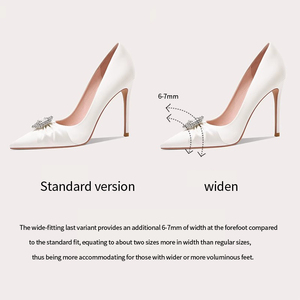 Scarpe da sposa bianche a punta da sposa pump tacchi alti scarpe da <span class=keywords><strong>donna</strong></span> Strass <span class=keywords><strong>e</strong></span> diamante Slip on Stiletto - Product Image 5