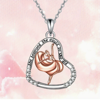 Collier Pendentif Danseuse Ballet pour Filles, Bijou Robe de Danse, Cadeau Ballerine, Collier de Fiançailles Danse Ballet, Vente en Gros