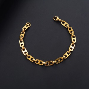 Bracelet chaîne en acier inoxydable plaqué or 18 carats, motif nez de cochon, largeur 6 mm, style punk classique, pour hommes et femmes, motif grains de café - Product Image 5