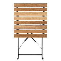 Ensemble de mobilier d'extérieur de bistro portable de 3 pièces, 2 chaises et table pliantes, cadre en acier, bois résistant aux intempéries pour balcon
