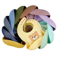 Ensemble de bavoirs pour bébé écologiques, réglables, imperméables, avec logo personnalisé, en silicone de qualité alimentaire, durables, sans BPA, bavoirs pour bébé en forme d'ours