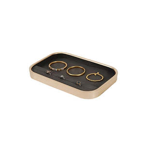 Plateau de présentation de bijoux personnalisé en microfibre avec cadre en métal doré pour bagues, colliers et pendentifs – Boîte de rangement pour bagues - Product Image 2