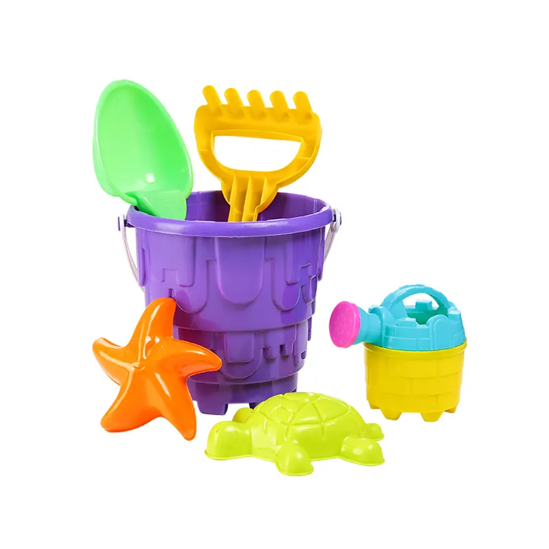 Wholesale Eco Friendly 7 PCS Plastic Castle Beach Sand Toys Set Kids Water Sand Toys