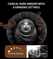 Cafetera comercial americana semiautomática eléctrica de vidrio, 12 tazas, programable 24 horas, todo en uno, con molinillo, negra, de bajo consumo energético