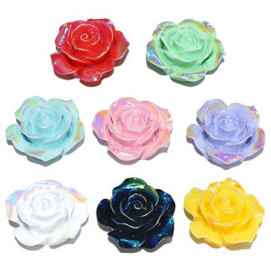 Cabochon en résine 3D en forme de rose couleur AB pour la fabrication de bijoux DIY, accessoires pour coques de téléphone, ornements de mariage - Product Image 1