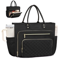Sac fourre-tout pour ordinateur portable 15,6 pouces pour femme, personnalisé avec logo, imperméable, multi-poches, pour le bureau et le travail, idéal pour les affaires