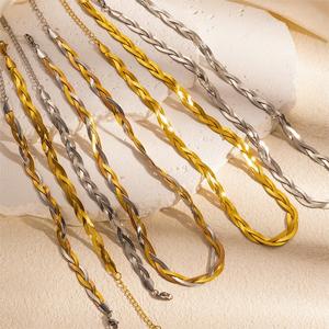 Bracelet de luxe tendance en acier inoxydable, chaîne serpent dorée tressée, idéal pour la vente en gros - Product Image 5