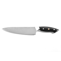 Couteau de cuisine professionnel OEM 7,5'' en acier inoxydable Damas VG10 avec manche en ébène noir, aiguisé, idéal pour cadeau, livré en coffret cadeau
