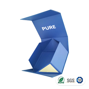 Boîte cadeau rigide pliable magnétique personnalisée, étui rigide pliable bleu mat avec impression de logo pour l'emballage de bijoux et de cosmétiques - Product Image 1