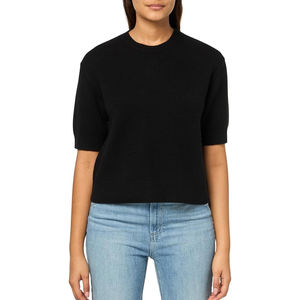 Pull d'hiver pour femme à manches courtes, coupe ample, en laine/viscose, respirant, avec tissu léger et décontracté, finition élégante - Product Image 3