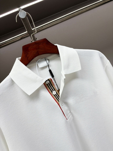 <b>Men</b> Signature Striped Detail Relaxed Fit Casual Top Bur berry <b>Long</b> <b>Sleeve</b> <b>Polo</b> <b>Shirt</b> - Product Image 2