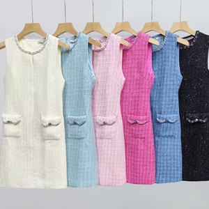 Vestido sin mangas con cuello redondo y cuentas, estilo elegante y fresco, nueva colección primavera 2025 - Product Image 1