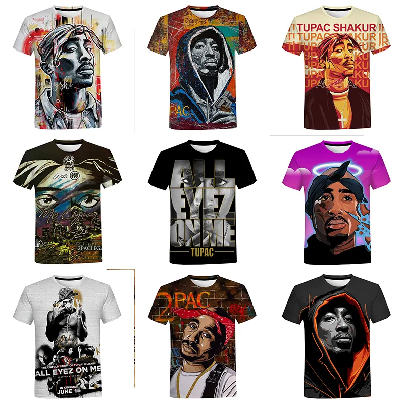 Rappeur — chemise pour hommes, top surdimensionné, style Hip-Hop et décontracté, imprimé en 3D, sympa, avec Tupac, mode été 2021