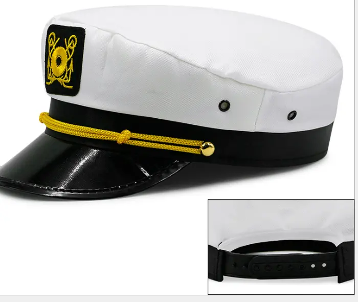 Hoge Kwaliteit Party Geborduurde Kapitein Hoed Carnaval Kostuum Accessoires Adult Captain Jacht Sailor Hoed Te Koop