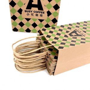 Bolsa de Papel Kraft Marrón Biodegradable y Reciclable para Café para Llevar, con Logotipo Personalizado, Impresión Offset para Champán - Product Image 3