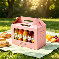 Boîte à boissons en carton ondulé personnalisée avec poignée, emballage portable pour transport de boissons, vente en gros