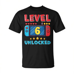 T-shirt Gamer Boy pour le 6e anniversaire, design niveau 6 débloqué, pour enfants de 6 ans - Product Image 2