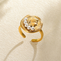 Acier inoxydable avec imitation perle empilable coquille/papillon anneaux pour femmes à la mode dame bague 2025 mode bijoux cadeau
