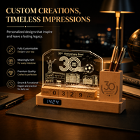 Horloge numérique en bois avec veilleuse à charge rapide sans fil, gradation tactile, calendrier perpétuel, gadget technologique avancé pour espace de travail