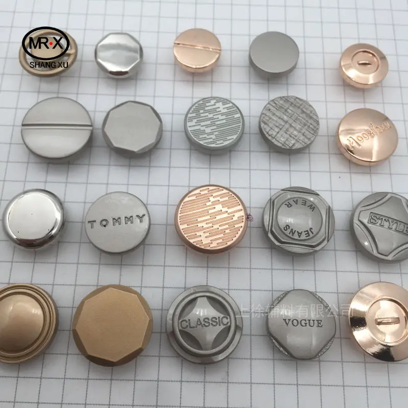 High quality women clothing 18mm 22mm 25mm Round Custom logo design stock metal snap buttons for clothing