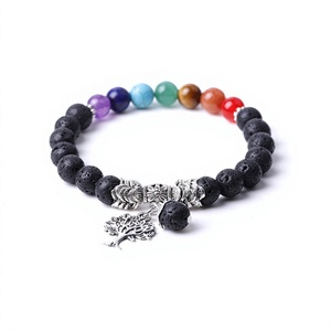 Pulsera Elástica de Piedras Naturales con Árbol de la Vida, Joyería con Dijes, Regalo Unisex, Estilo Bohemia, Chapado en Plata Antigua - Product Image 6