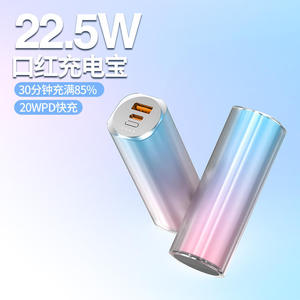 Mini batería externa con forma de lápiz labial de 5000 mAh, cargador portátil con color degradado y carga rápida PD de 22.5W para comercio transfronterizo - Product Image 4