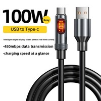 Câble de charge Type-C vers Type-C à affichage numérique 240W Super Charge Rapide Intelligent 6A avec transfert de données pour Téléphone Portable, Tablette et Pad