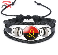 Bracelet en cuir avec drapeau national pour les fans de football, logo personnalisé, pays d'Afrique, Sénégal, Angola, Ghana, pour cadeaux