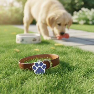 Placa de Identificación para Mascotas, Pequeña, con Forma de Pata, Azul, Metálica, para Perros y Gatos - Product Image 3