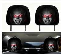 Fundas para Reposacabezas de Coche con Estampado de Cara de Fantasma, Fundas Elásticas Divertidas para Reposacabezas de Coche con Imagen Personalizada por Sublimación