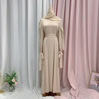 Chador Eid Robes Femmes Musulmanes Hijab Qamis Musulman Dubaï Satin Haute-Messe Satin Maxi Robe Burqa Burka Burqua